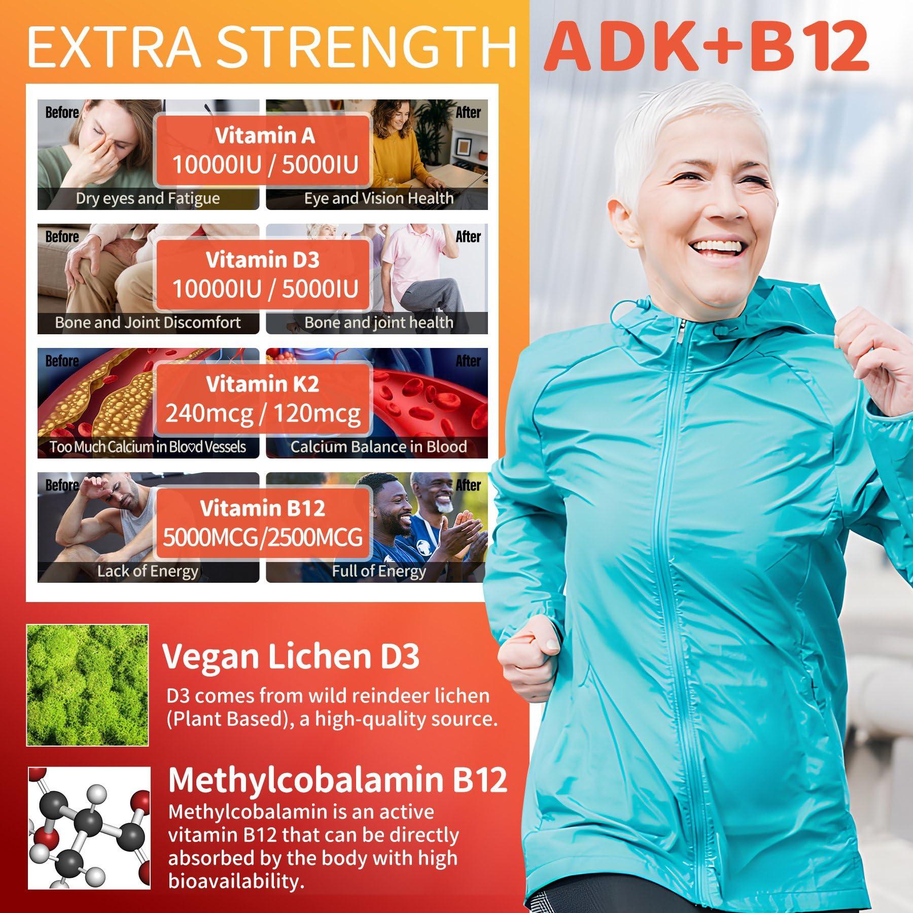 NEVISS NEVISS 2Pack Vitamin ADK with B12 Gummies+1Pack Hydrolyzed Collagen Gummies