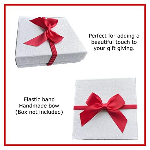 CM Originals Elastic Ribbon Red Stretch Loops with Bows Elastic Gift Bow Stretch Bows for Gifts Christmas Elastic Ribbon Crafts for Christmas Gift Boxes Wrapping Party Favors Wedding (12 Pack)