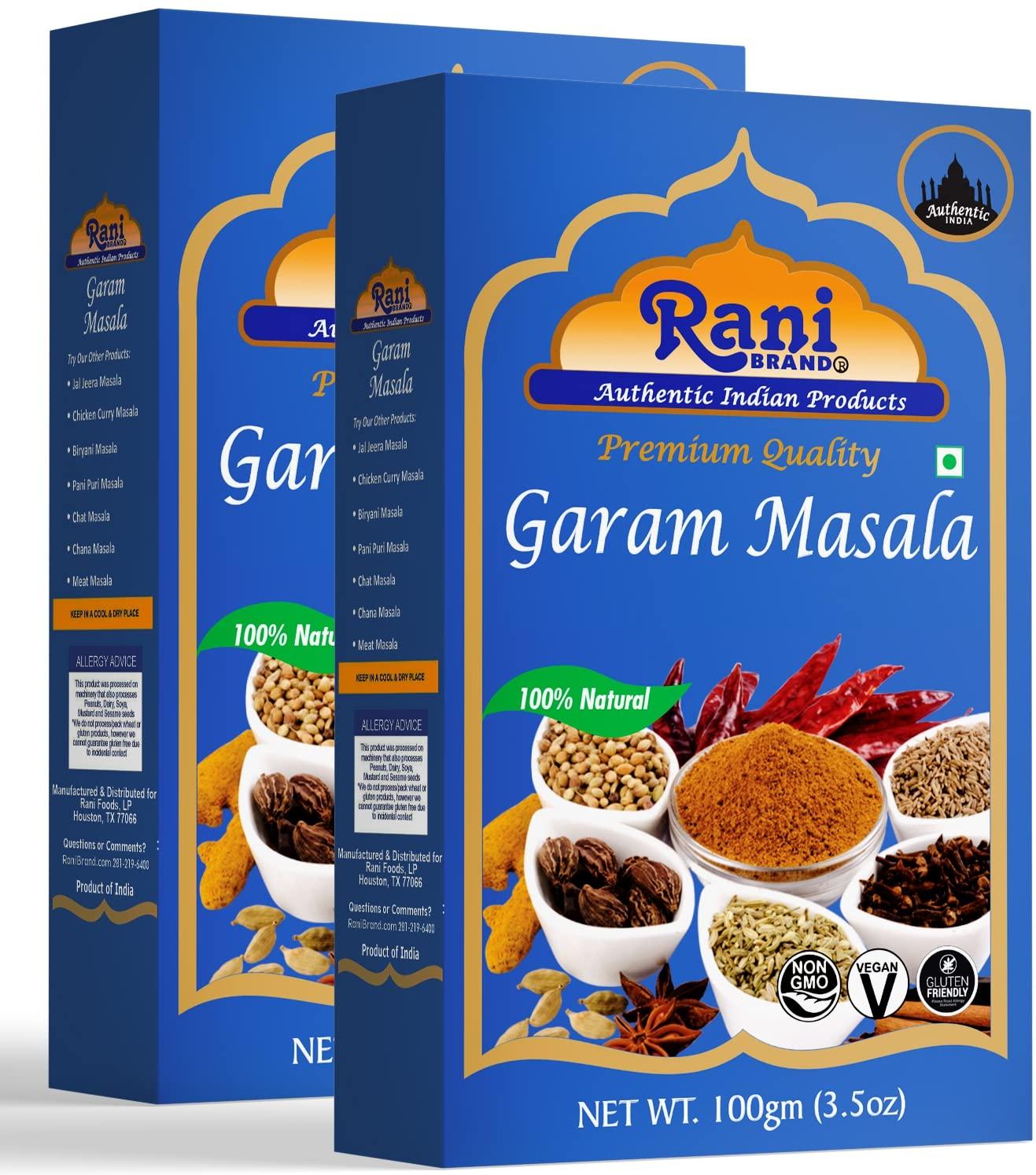 Rani Brand Authentic Indian Products Rani Garam Masala Indian 11-Spice Blend 3.5oz (100g) Box Spice ~ All Natural, Salt-Free | Vegan | No Colors | Gluten Friendly | NON-GMO | Indian Origin