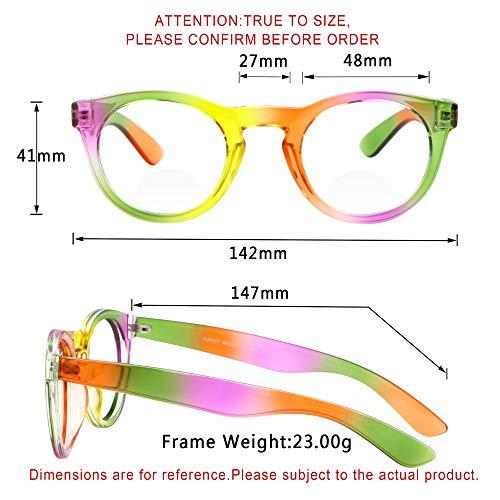 LifeArt LifeArt Bifocal Reading Glasses with Round Lenses, Blue Light Blocking Glasses for Women Men, Anti Glare, Reduce Eyestrain (Colorful, 2.00 Magnification)