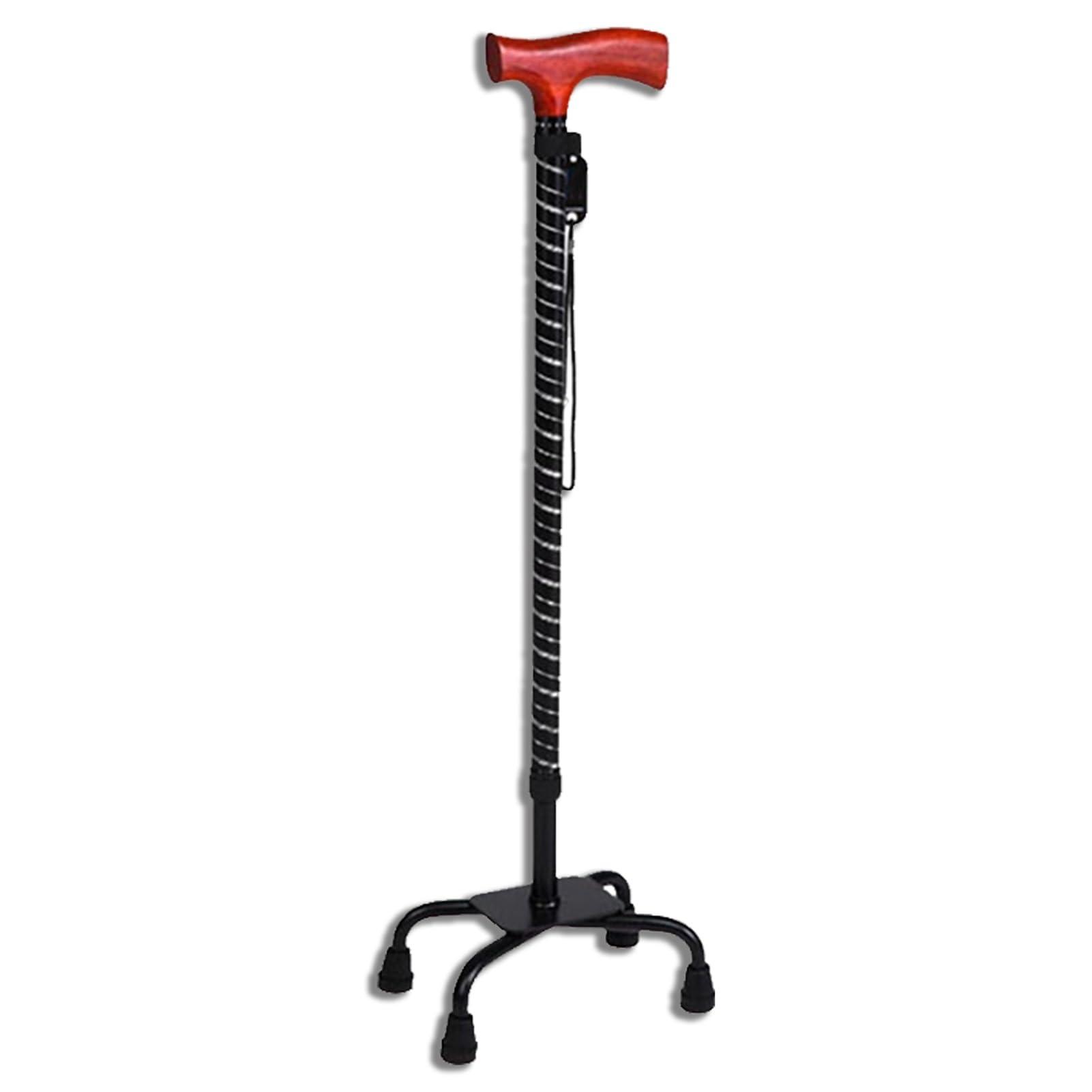 D Ger Store Adjustable Walking Cane (x1) with Four Pronged Base for Extra Stability, Great for Travel or Work