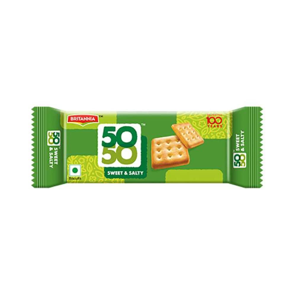 BRITANNIA Britannia Crackers 50 50 Sweet and Salty Biscuit 2.19oz (62g) - Delicious, Light & Crispy Grocery Cookies - Best Treat for Friends & Family (Pack of 24)