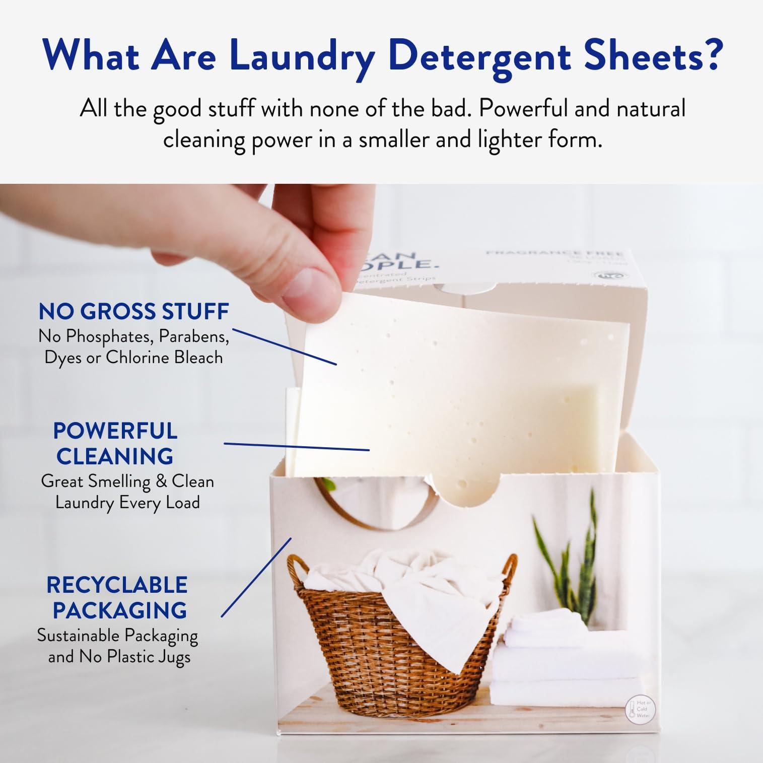 THE CLEAN PEOPLE The Clean People Laundry Detergent Sheets - Laundry Soap - Ultra Concentrated, Recyclable Packaging, Stain Fighting - Fresh Scent, 32 Pack