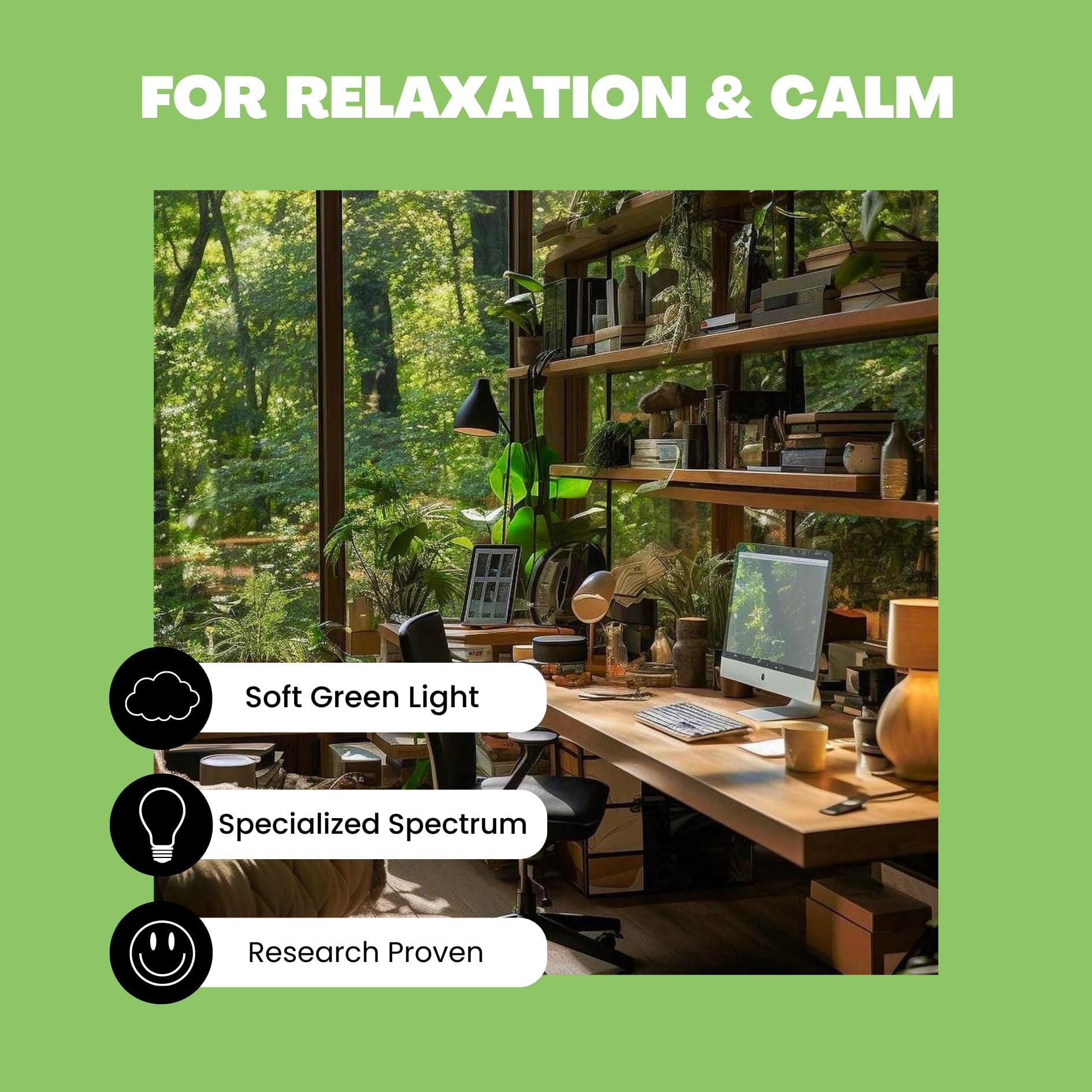 Norb NorbRELIEF Leaf - Soft Green Forest Bathing LED Light Bulb for Meditation, Relaxation, Migraine, Pain Relief and Calm - A19 Standard Base - Patent Pending Non-Drug Pain Relief. Green Light Therapy.