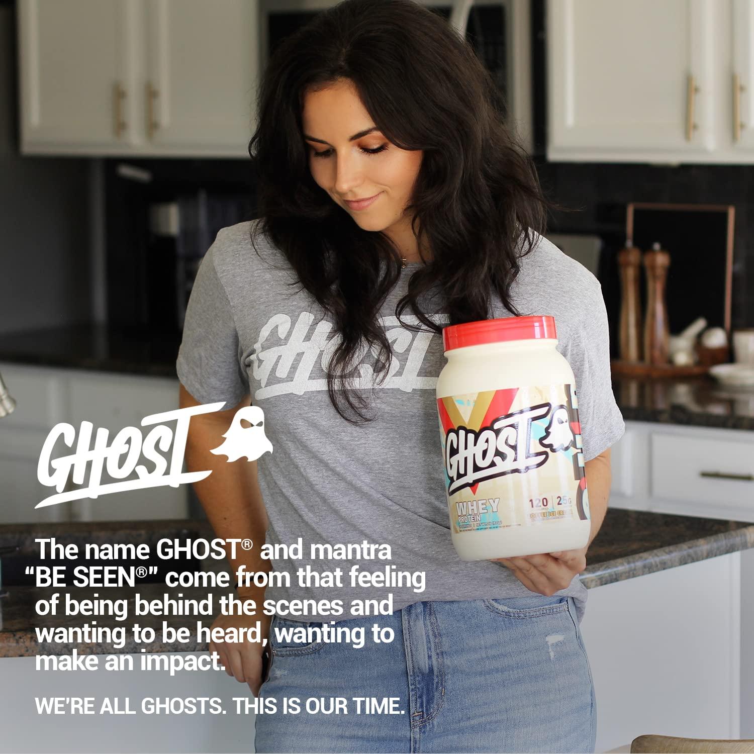 GHOST GHOST Whey Protein Powder, Coffee Ice Cream - 2LB Tub, 25G of Protein - Flavored Isolate, Concentrate & Hydrolyzed Whey Protein Blend - Post Workout Shakes - Soy & Gluten Free