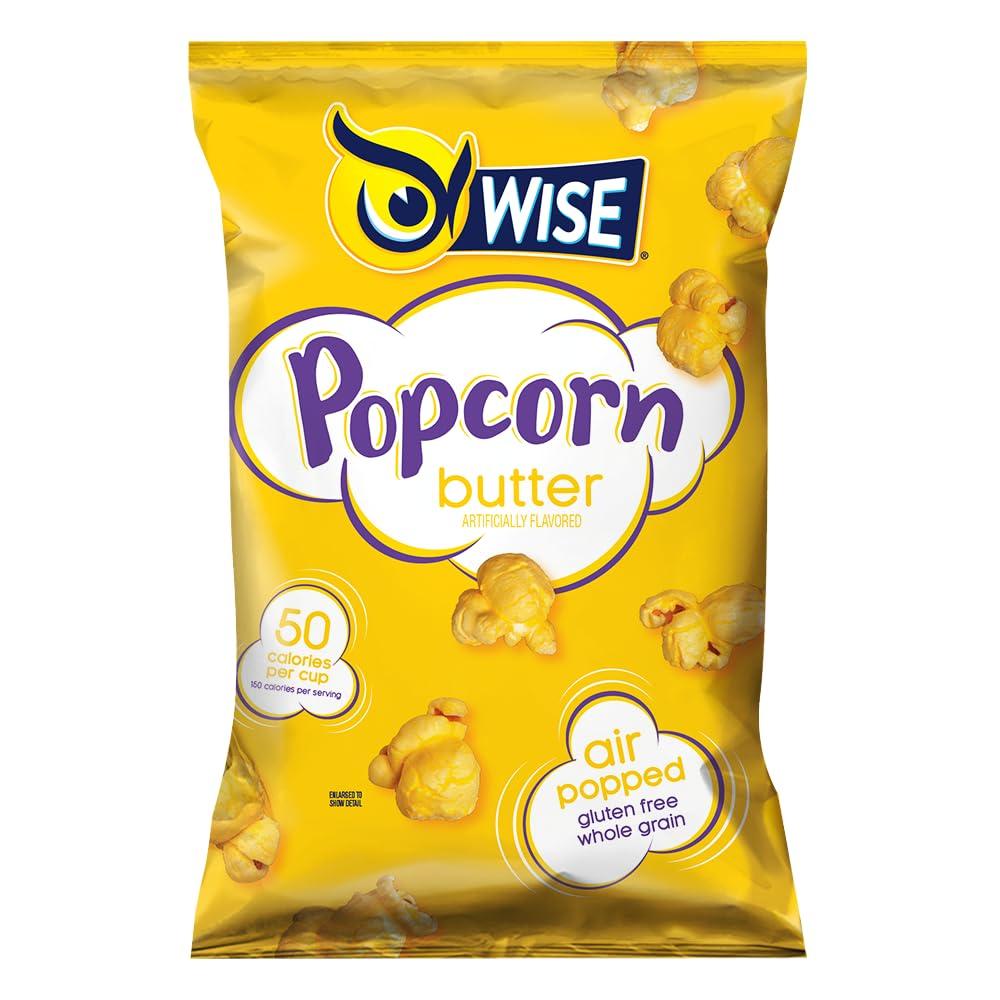 Wise Wise Snacks Popcorn, Butter, 6 Ounce (10 Count), Gluten Free, Whole Grain, Air Popped