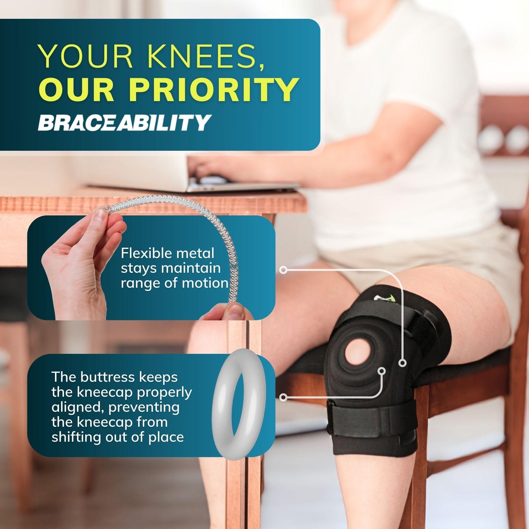 BraceAbility BraceAbility Bariatric Knee Brace for Large Legs - Plus Size Knee Brace with Side Stabilizers for Big Men or Women, Arthritis, Patellar Tendonitis, Obese Chondromalacia Pain, Instability (5XL)