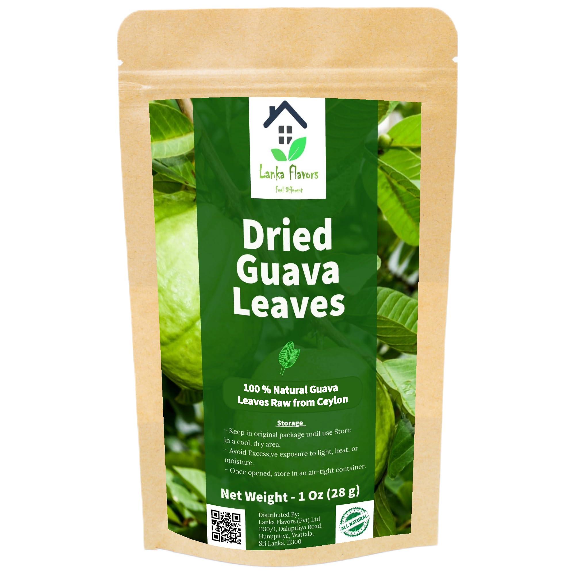 Lanka Flavors Feel Different Dried Guava Leaves 1 Oz (28g) Hojas De Guayaba Herbal Tea Natural Organic Air Dried Whole Leaf Harvested from Ceylon - Lanka Flavors Feel Different