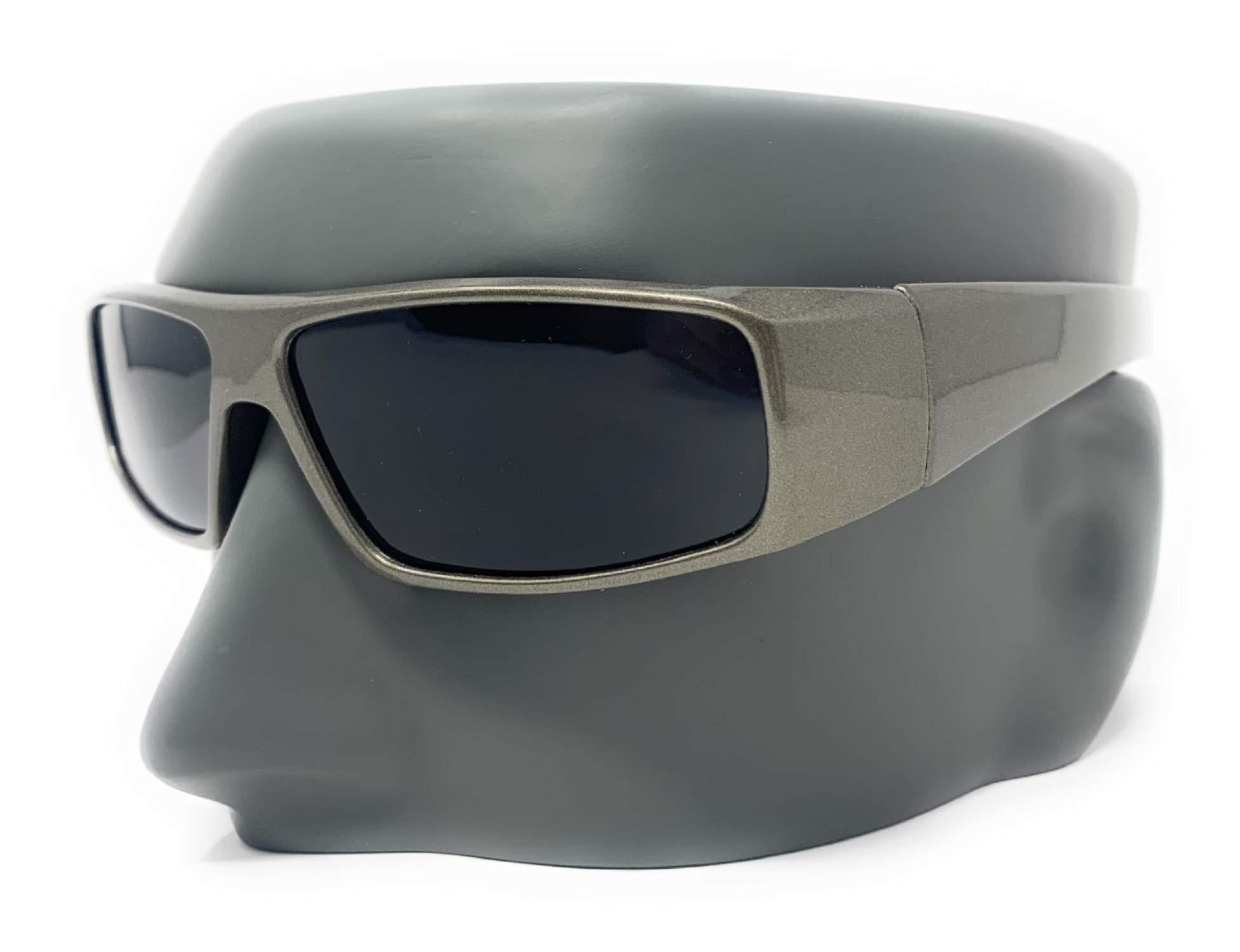 Incredible Bargains The Unisex Wrap Around Terminator Sun Reader Reading Sunglasses for Men and Women +3.25 Dark Silver