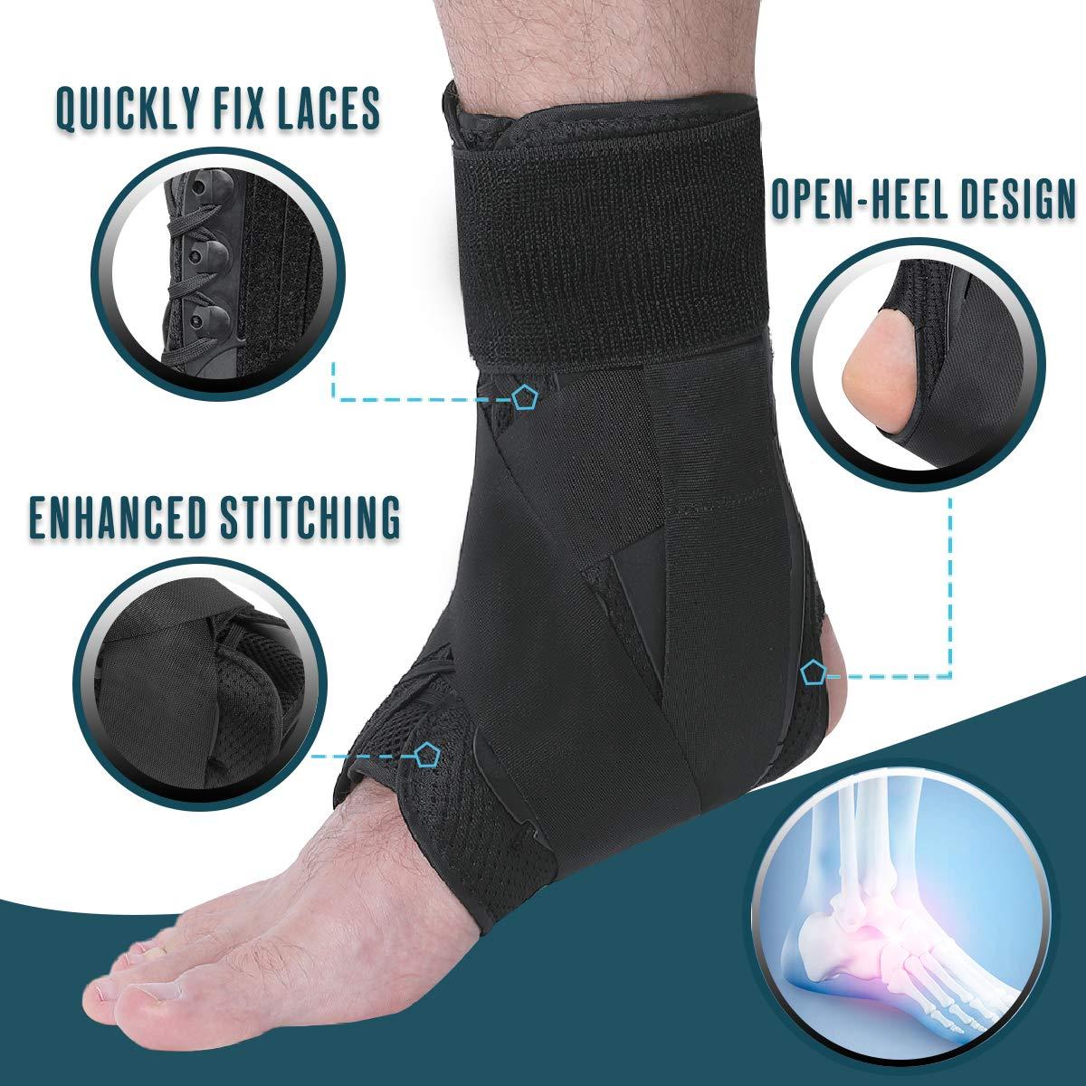 S Lace Up Ankle Brace, Cross Strapping Ankle Stabilizer with Dual Side Support for Men & Women, Figure 8 Ankle Support Brace for Sprained Ankle (XL)