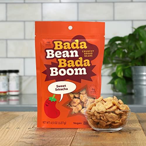 Enlightened Bada Bean Bada Boom - Plant-Based Protein, Gluten Free, Vegan, Crunchy Roasted Broad (Fava) Bean Snacks, 110 Calories per Serving, Sweet Sriracha, 4.5 Ounce (Pack of 6)