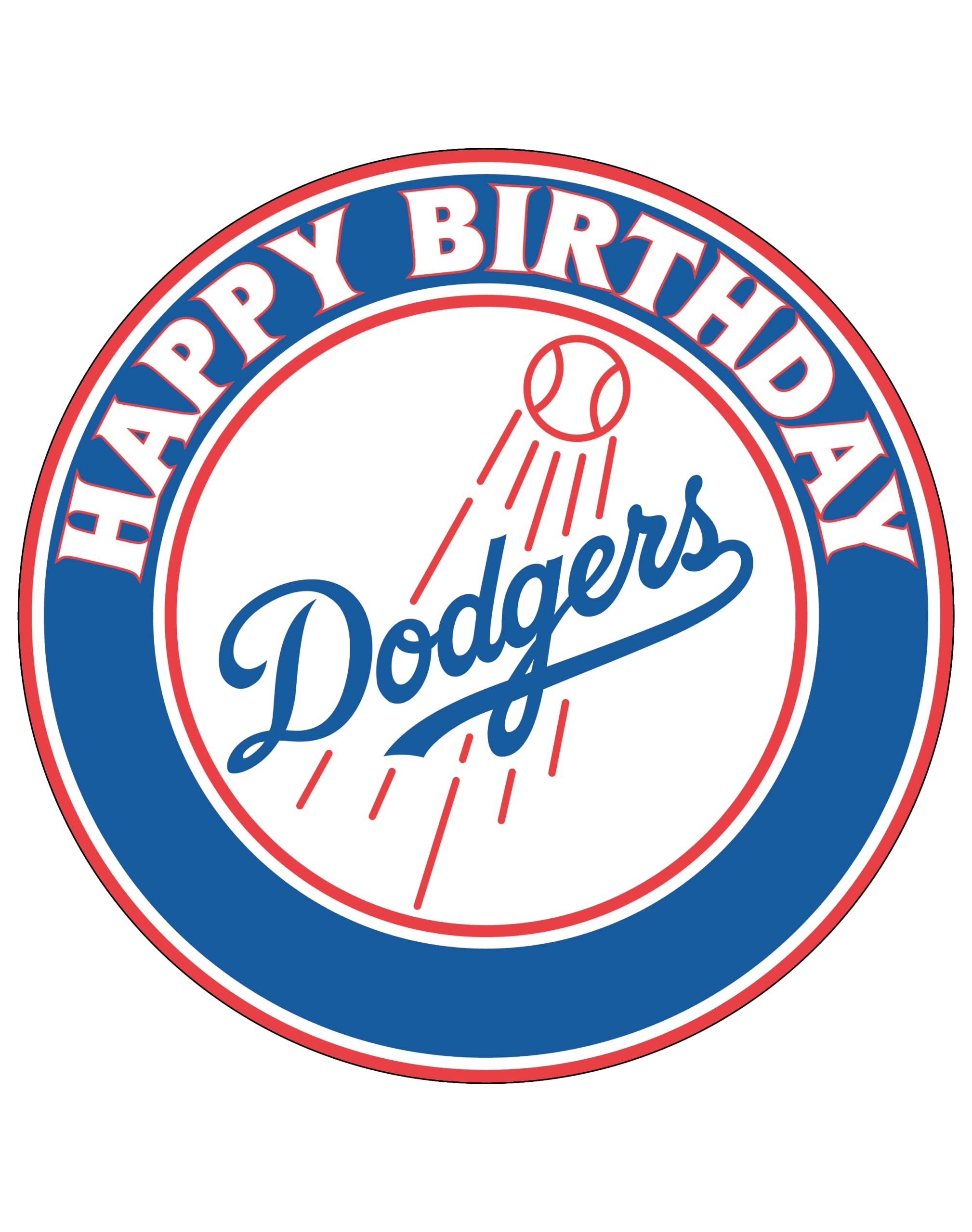 NATURAL BEHAVIOUR 7.5 los angeles dodgers Cake Topper – Round Edible Birthday Cake Decorations, Happy Birthday Cake