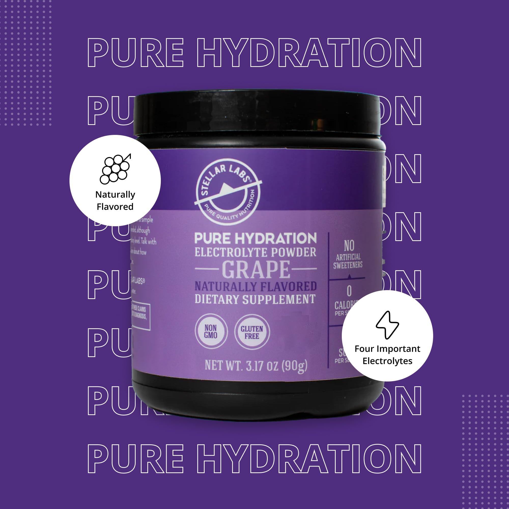 Stellar Labs Stellar Labs Electrolyte Powder No Sugar | Low FODMAP Hydration Multiplier Powdered Drink Mix | Keto Friendly, Sugar Free, Non-GMO, Gluten Free Dehydration Relief | Grape, 30 Servings