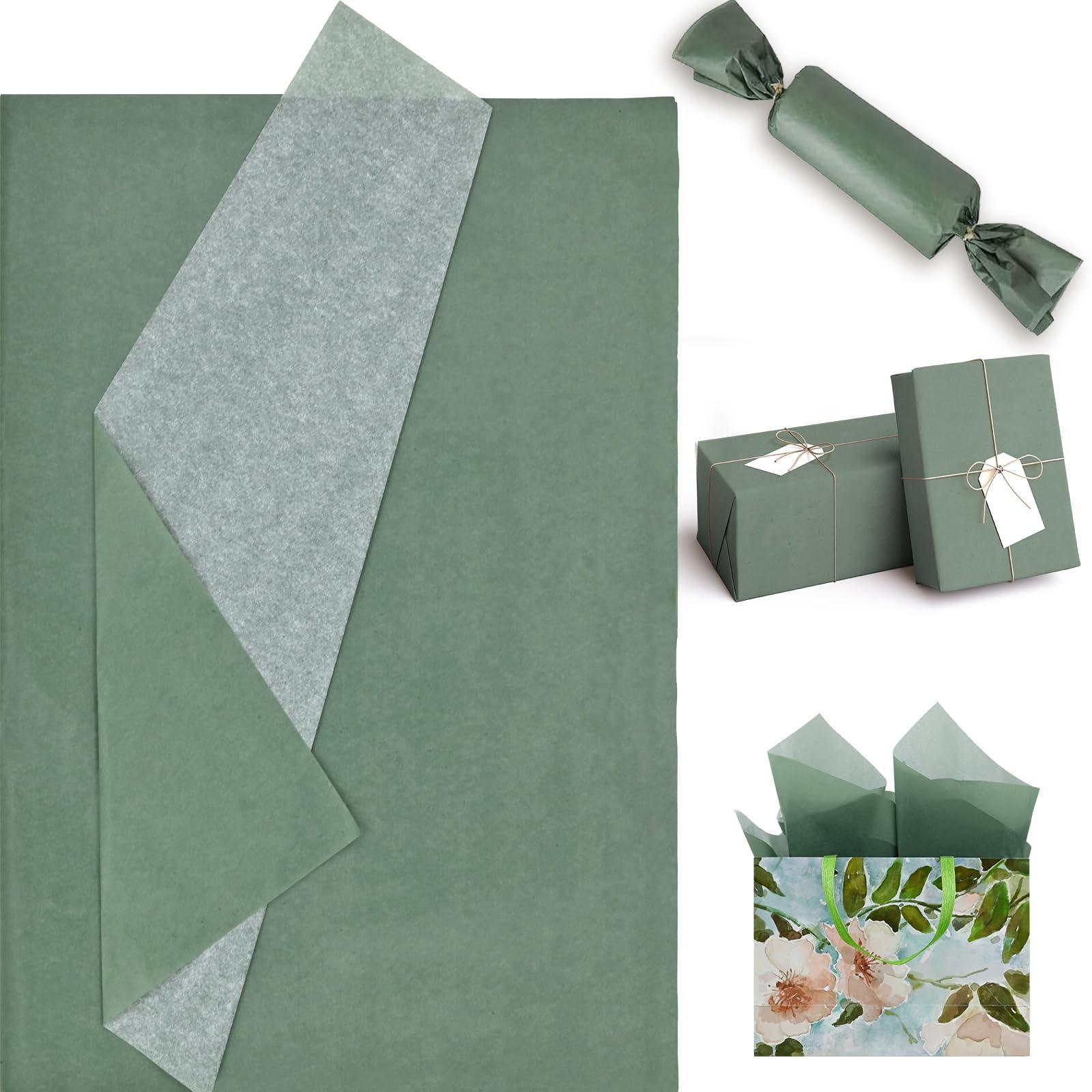 EROMAP 120 Sheets Sage Green Tissue Paper Willow Olive Green Gift Wrapping Paper Art Craft Tissue Paper Bulk for Gift Bags Baby Shower Wedding Birthday Party Decor 20 X 14
