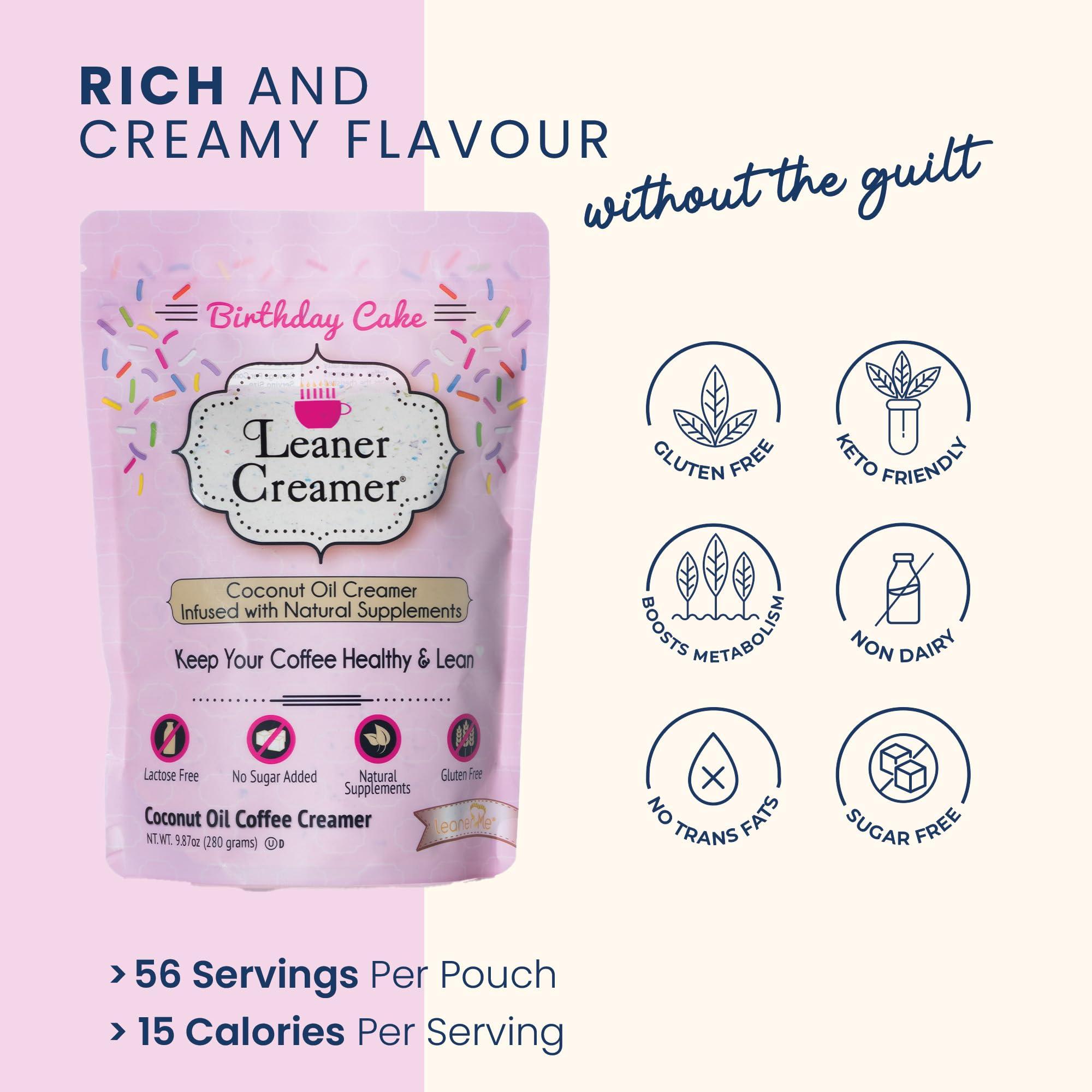 Leaner Creamer Leaner Creamer Non-Dairy Sugar Free Coffee Creamer Perfect Coconut Oil Powder To Naturally Cream and Sweeten Coffee, Smoothies, Protein Shakes & More! Ideal Flavoring For All Diets