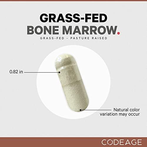 Codeage Codeage Grass Fed Bone Marrow Supplement - Freeze Dried, Non-Defatted, & Desiccated Beef Bone Marrow Pills - Raw Whole Bone Marrow, Bone Matrix, Cartilage - 3000mg per Serving - 180 Capsules