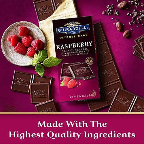 Ghirardelli Chocolate Company GHIRARDELLI Intense Dark Chocolate Bar, Raspberry, 3.5 Oz Bar (Pack of 12)