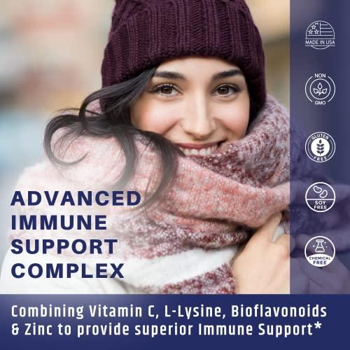 AgeImmune Vitamin C 1000mg Complex with L-Lysine 500mg, Zinc Gluconate 12mg, Bioflavonoids 300mg. Doctor Formulated Magnesium Stearate Free Supplements for Healthy Immune System Support. Two Bottles.(2)