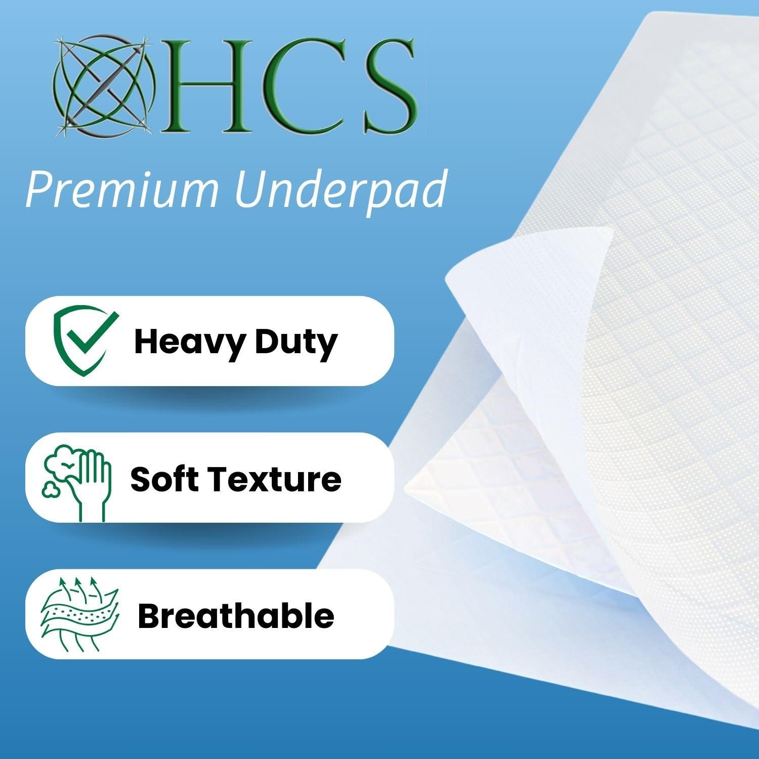 HCS MEDICAL SOLUTIONS HCS Gel Filled Large Medical Chucks Pads, Disposable - Premium Underpads, 30x36 - USA Made, Ultra Absorbent, Thick - Adult, Elderly, Kids, Baby - 300lb, Incontinence Bed Pads Disposable (40, White)