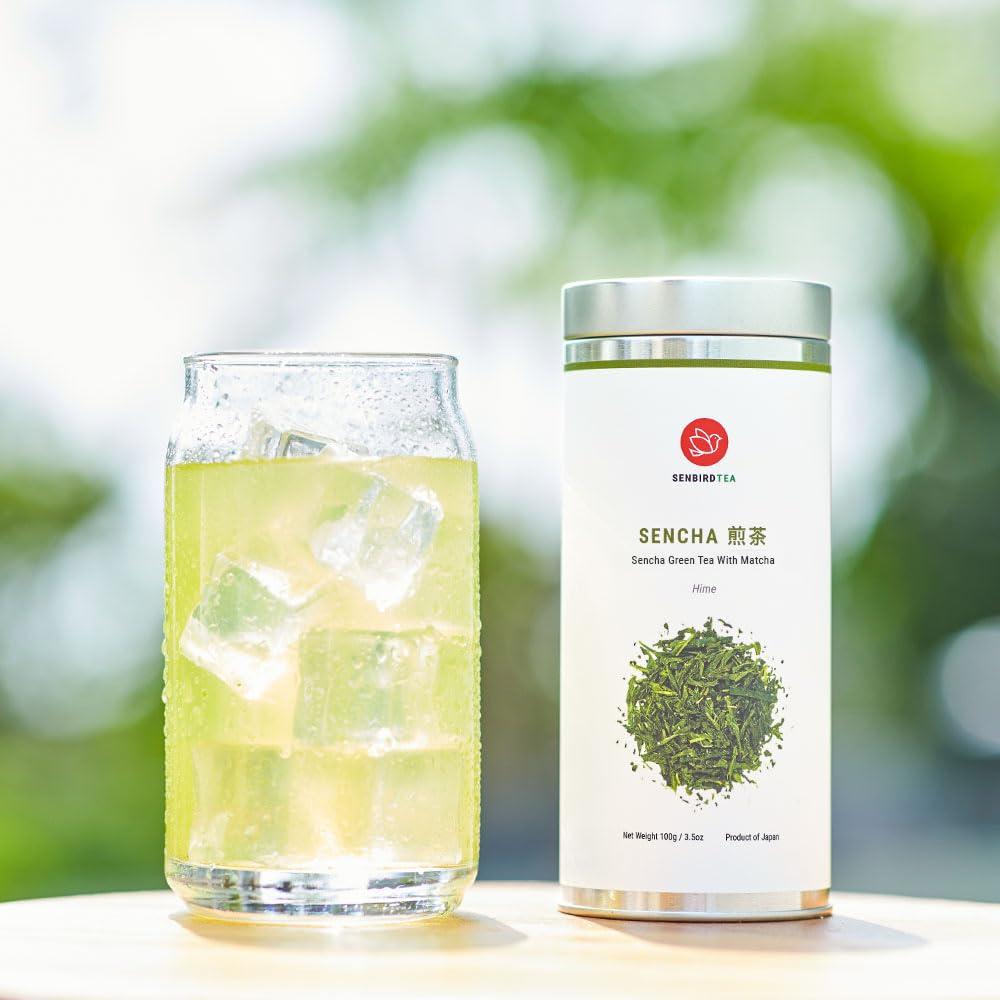 Senbird Senbird Organic Sencha With Matcha - Japanese Green Tea With Matcha - From Kyoto, Japan - Loose Leaf Tea In Airtight Tea Tin (3.5oz/100g)