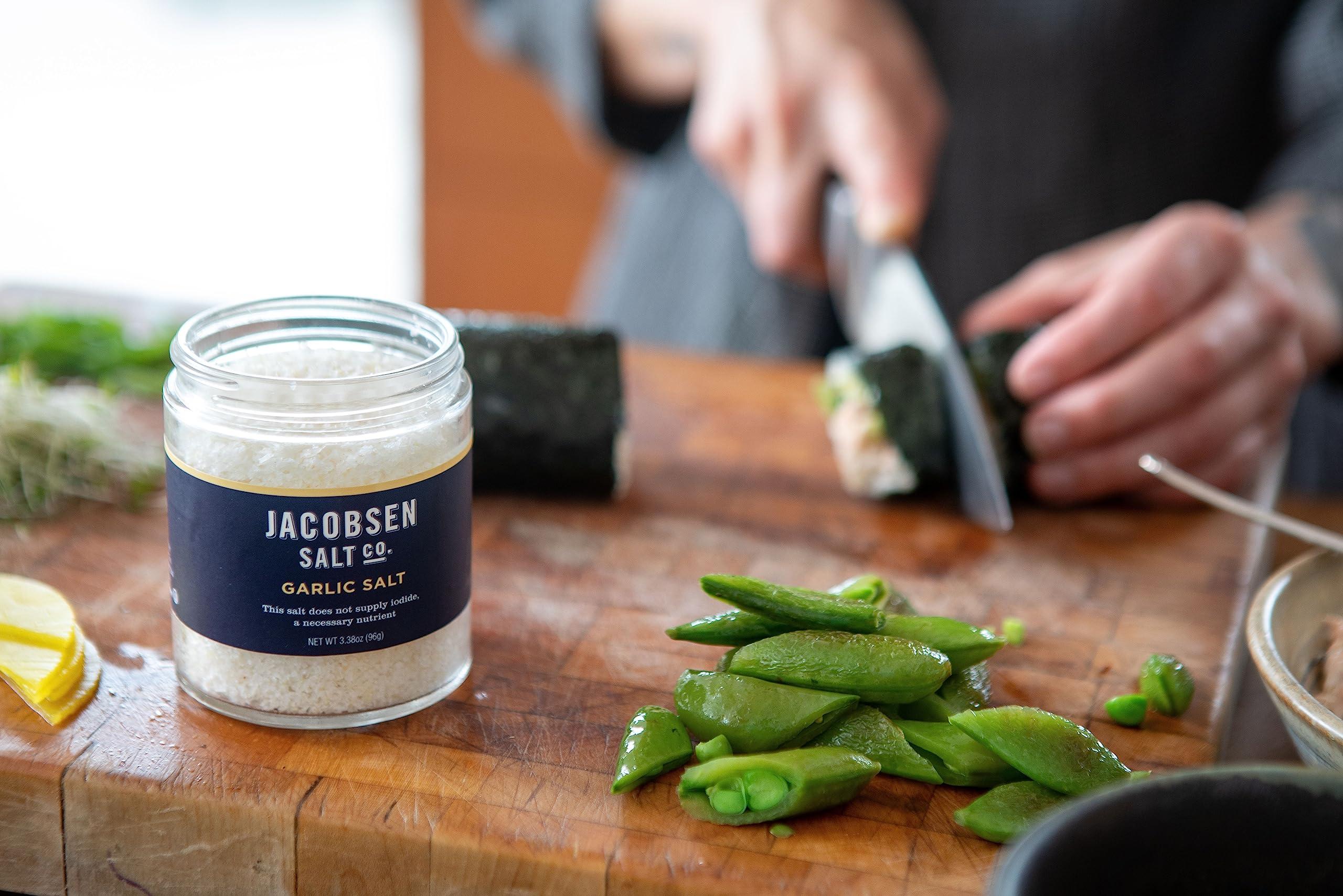 Jacobsen Salt Co. Jacobsen Salt Co. Garlic Salt Kosher Sea Salt, Non-Iodized Made in USA, Non-GMO, Steak Seasoning, Garlic Flavored, Real Salt 3.38oz