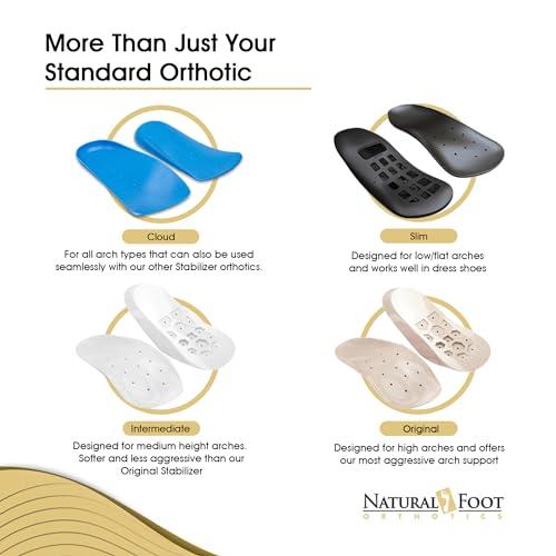 NATURAL FOOT ORTHOTICS Natural Foot Orthotics. Podiatrist Designed for Low to Flat Feet. Recommended for Plantar Fasciitis, Heel Spurs, Bunions, Neuromas, & Hammertoes. USA Made. Slim Stabilizer Arch Support Shoe Insoles