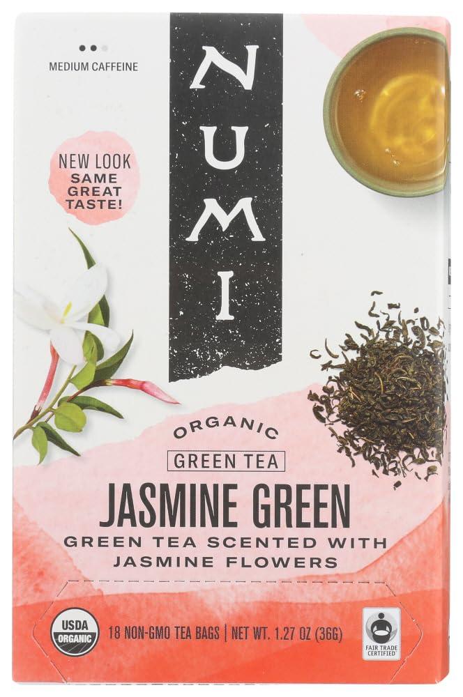 Numi NUMI Organic Tea Green Tea, Organic, 18 Bags/BX, Jasmine Green SKU-PAS931877
