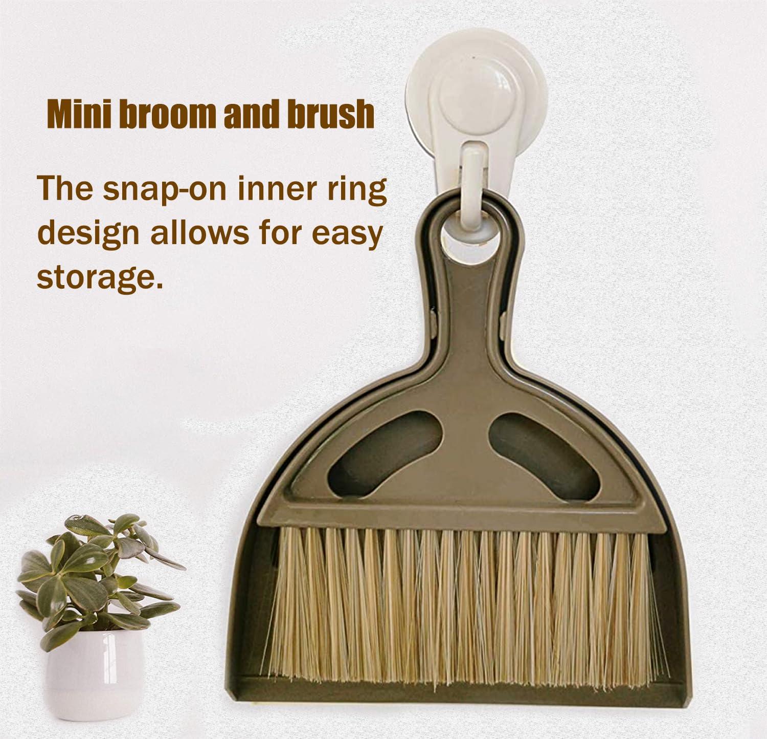 WDDBHSKN Mini Broom and Small Dustpan Brush - Mini Broom and Dustpan, Small Broom and Dustpan Set, Mini Dustpan and Brush Set, Small Dust pan and Brush Set, Hand Broom and Dustpan Set for Home/Camping/Pets.