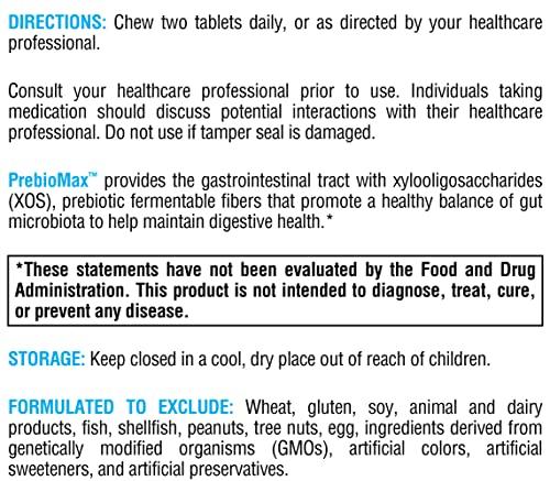 XYMOGEN XYMOGEN PrebioMax Prebiotic Fiber Supplement - Xylooligosaccharides (XOS) to Help Maintain Digestive Health + Support Healthy Microbial Activity in The GI Tract - Sour Apple (60 Chewable Tablets)