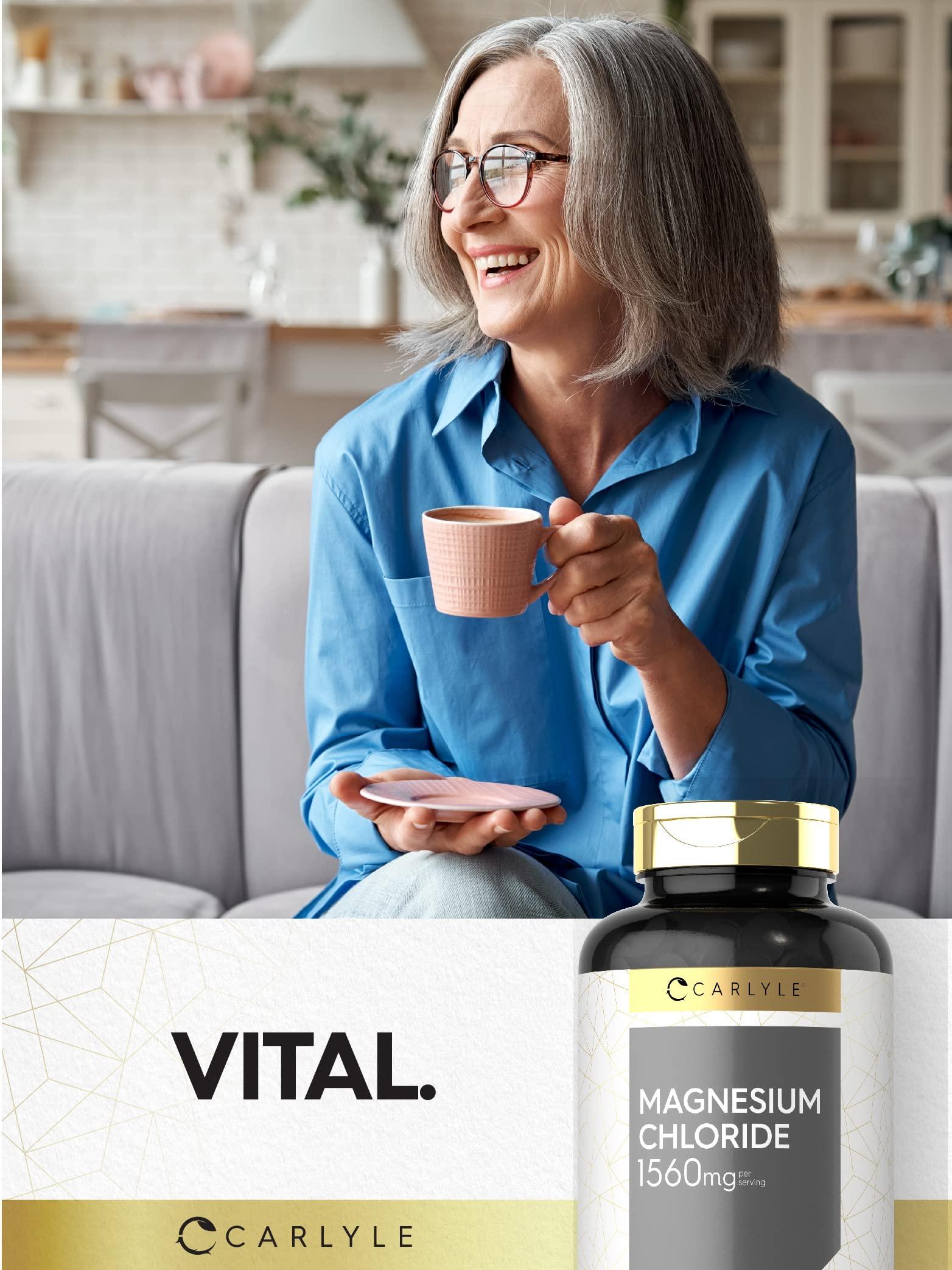 Carlyle Carlyle Magnesium Chloride | 1560mg | 200 Tablets | Cloruro de Magnesio Supplement | Vegetarian, Non-GMO, and Gluten Free Formula