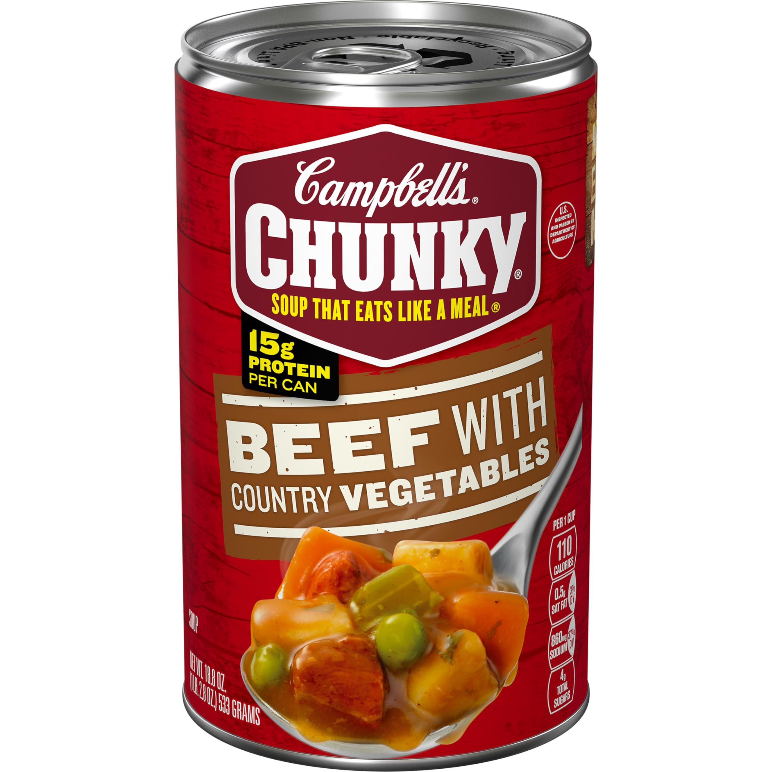 Campbell\'s Campbells Chunky Soup, Beef Soup with Country Vegetables, 18.8 Oz Can