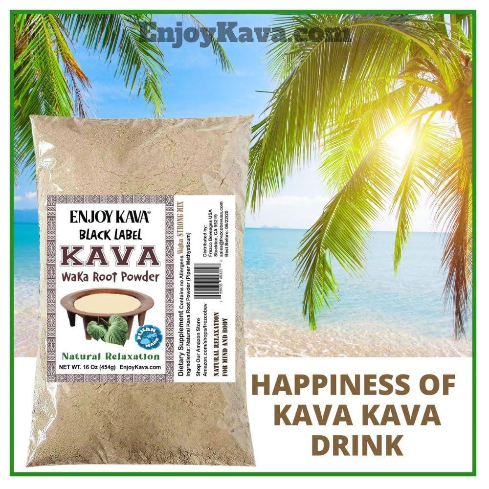 Enjoy Kava Enjoy Kava Noble Kava Root Powder (16 Oz Bag) Herbal Supplement Kava Drink ... Black Label