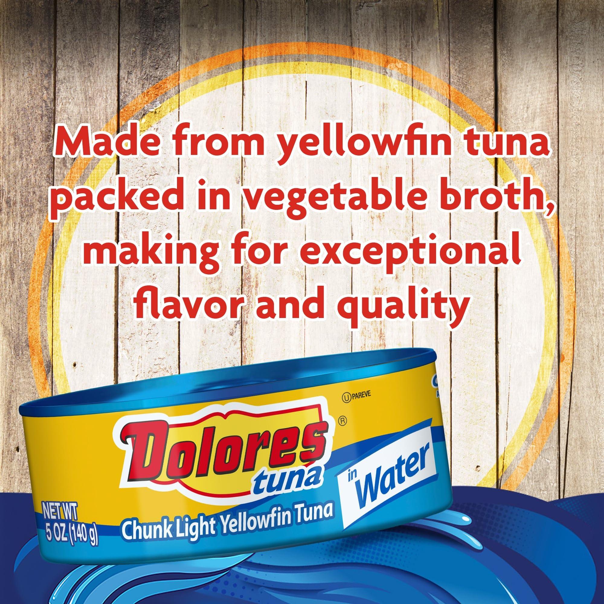 Dolores Dolores Tuna Chunk Light Yellowfin Tuna in Water, 5oz Canned Tuna, 24 Pack