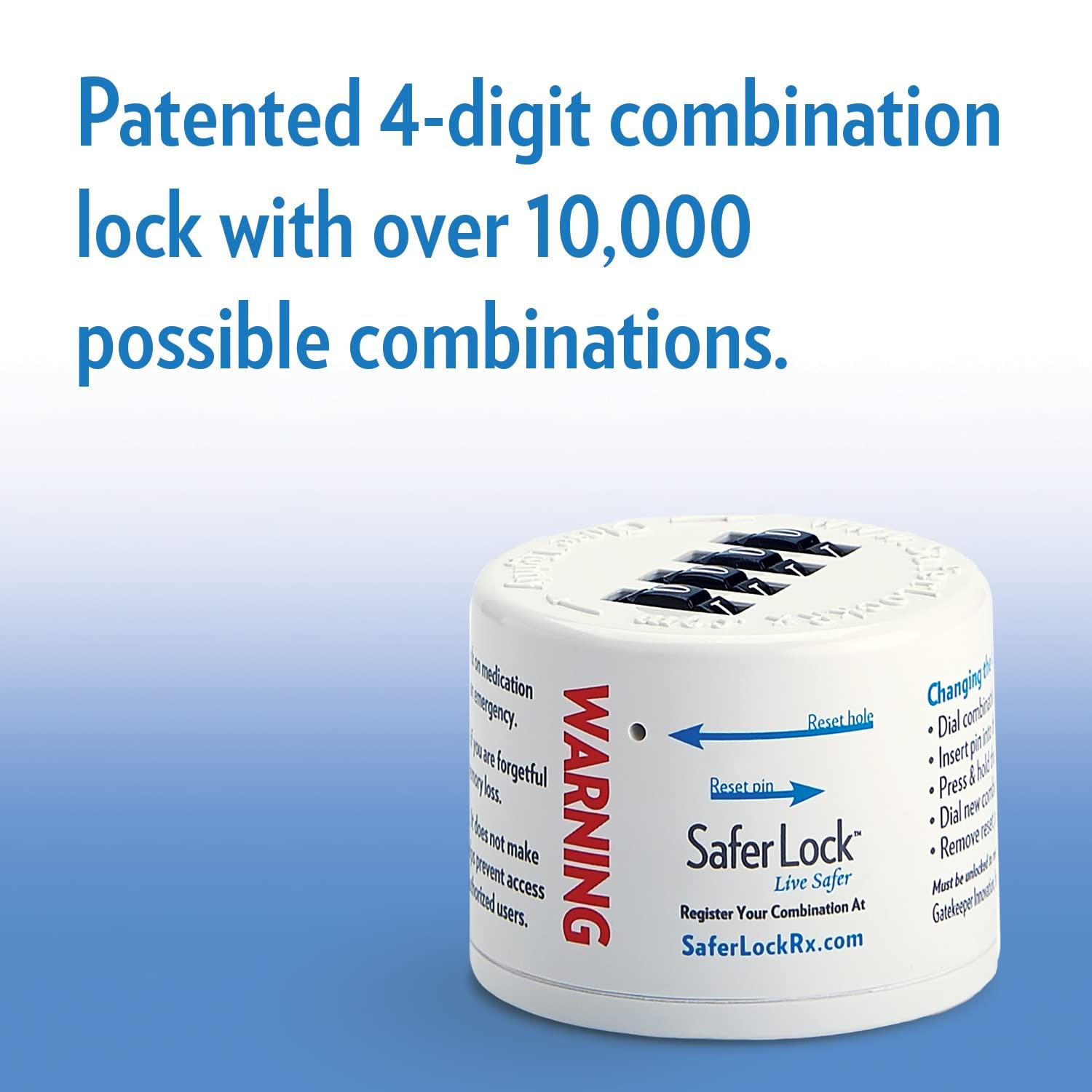 Safer Lock Safer Lock Medicine Lock Box - Tamper Evident & Abuse Deterrent Locking Medicine Box, Resettable Combination Lock Box for Medicine - Medication Lock Box, Senior Friendly Lockbox for Medication - Black