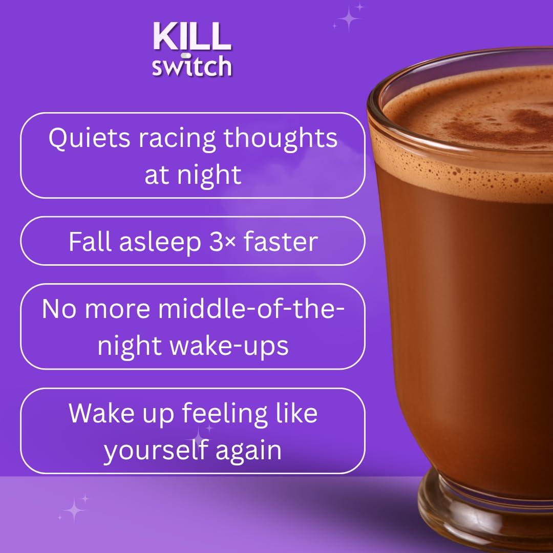 SWITCH Magnesium Hot Chocolate Killswitch Nootropics Brain & Sleep Support Supplement - Calming Magnesium Powder Promotes Restful Nights & Productive Days - Real Cacao, Sugar-Free, Made in USA