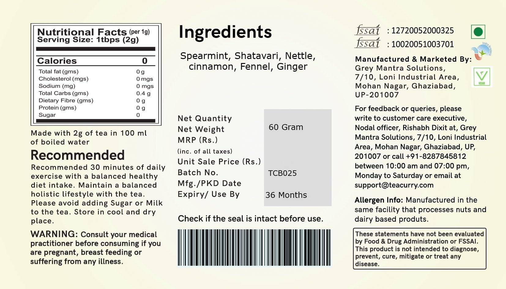 TEACURRY Teacurry Women Fertility Tea - 1 Month, 30 Teabags - Helps to Boost Natural Fertility, Improve Hormonal Imbalance, Preconception Support - Women Fertili Tea