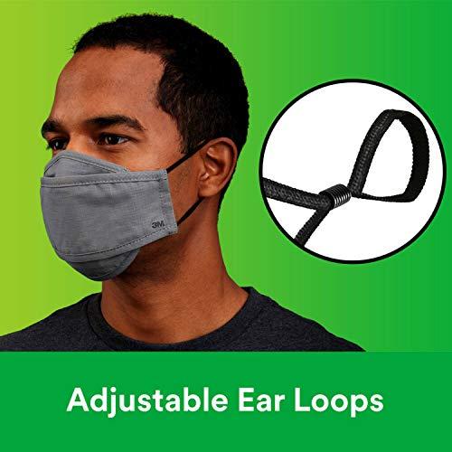 3M 3M Daily Face Mask, Reusable, Washable, Adjustable Ear Loops, Lightweight Cotton Fabric, 10 Pack, Gray