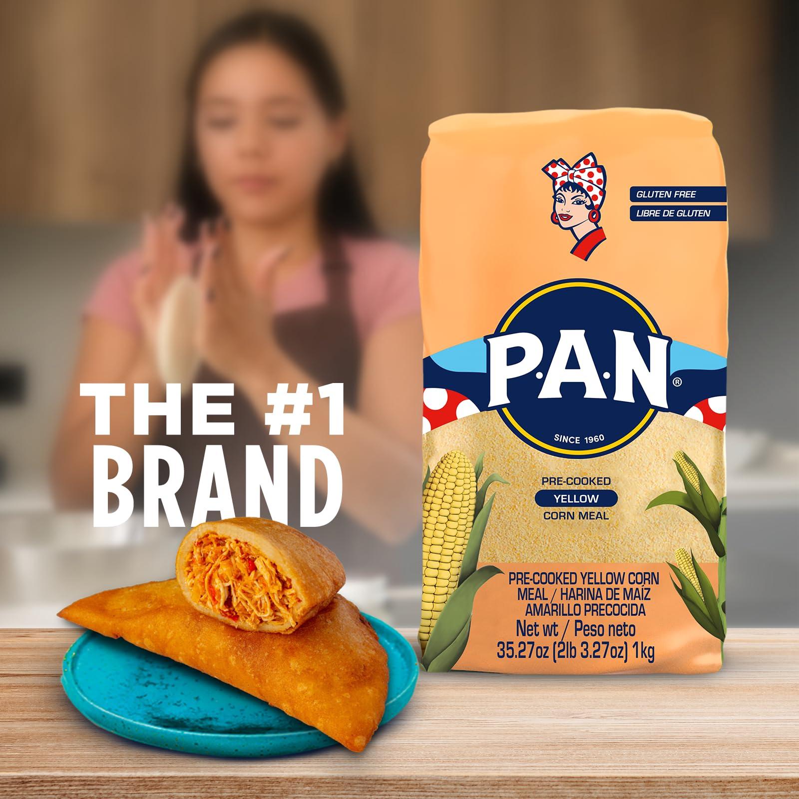 P.A.N. P.A.N. Yellow Corn Meal – Pre-cooked Gluten Free and Kosher Flour for Arepas (2.2 lb / Pack of 4)