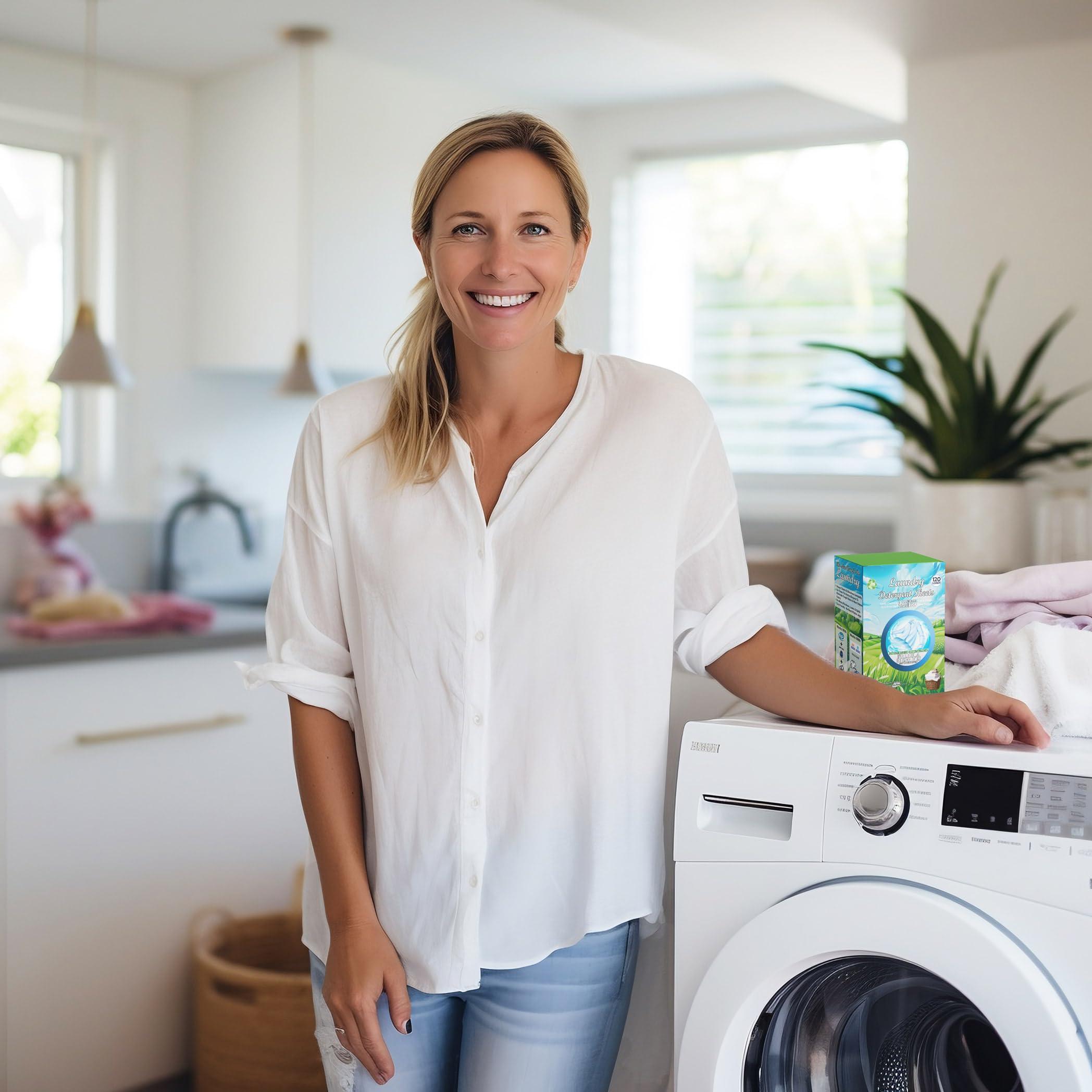 5 STAR SUPER DEALS Eco Laundry Detergent Sheets (120 Large Sheets) - Plant Based, Biodegradable Machine Washing Strips, Liquid Less, Plastic Free, Travel & Home Use - Compact & Pre-Measured (Ocean Breeze)