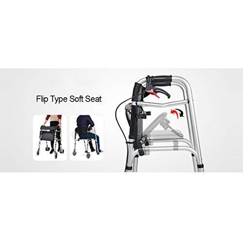 Lattice Walkers Aluminum Walker Frame, Portable Folding Adjustable Height Design with Handbrak/Seat Mobility Aid for Adult Disabled Elderly