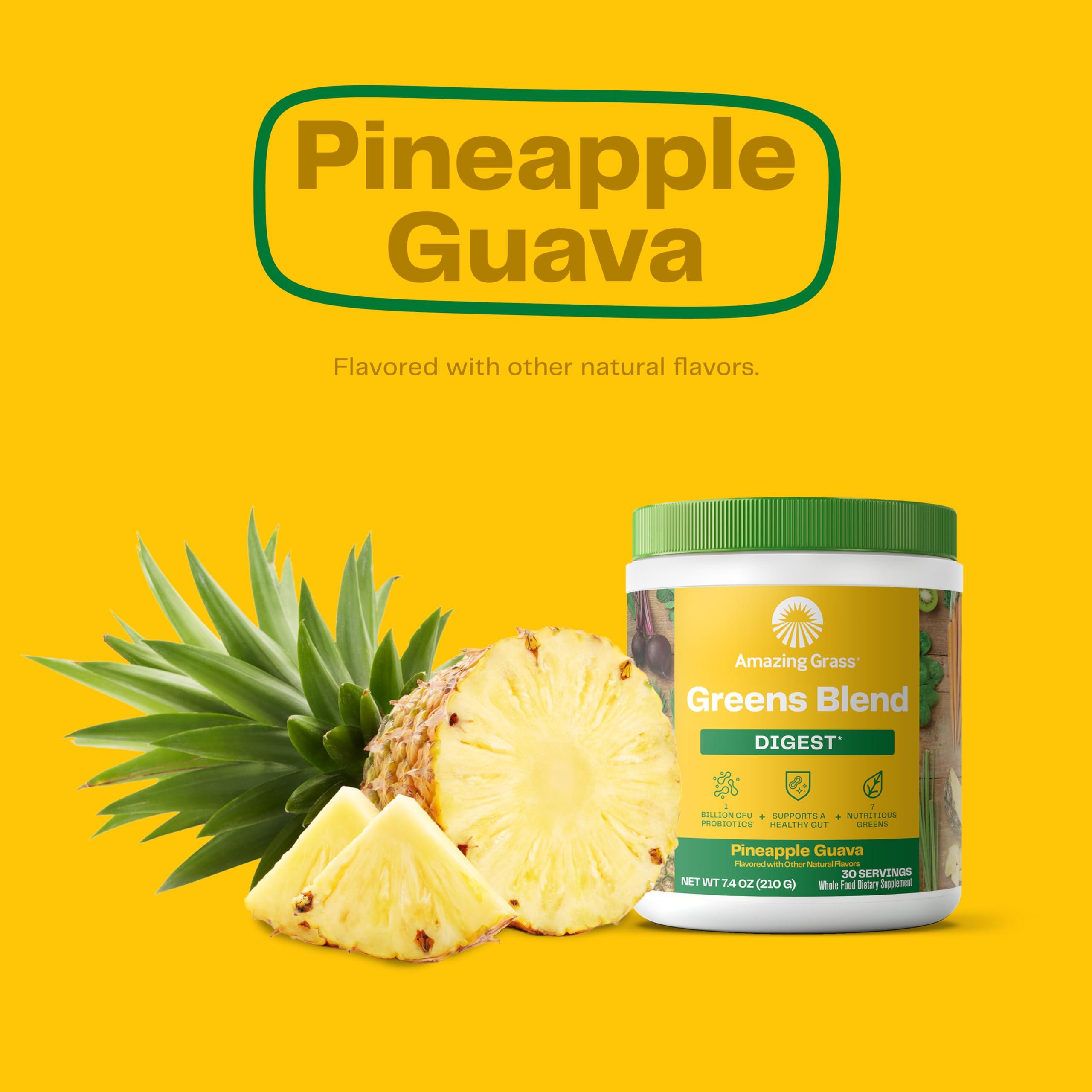 Amazing Grass Amazing Grass Greens Blend Digest: Super Greens Powder Smoothie Mix for Digestion Support with Organic Spirulina, Chlorella, Beet Root Powder, Digestive Enzymes & Probiotics, 30 Servings