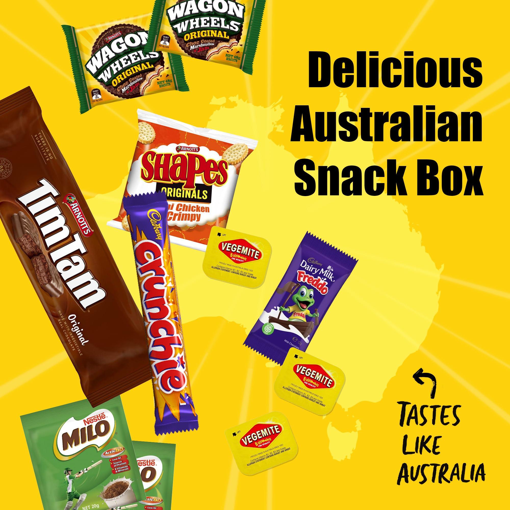 Happy Tucker Authentic Australian Snack Gift Box - Tim Tams, Cadbury, Cherry Ripe - Australian Food and Candy - Perfect Australian Gift