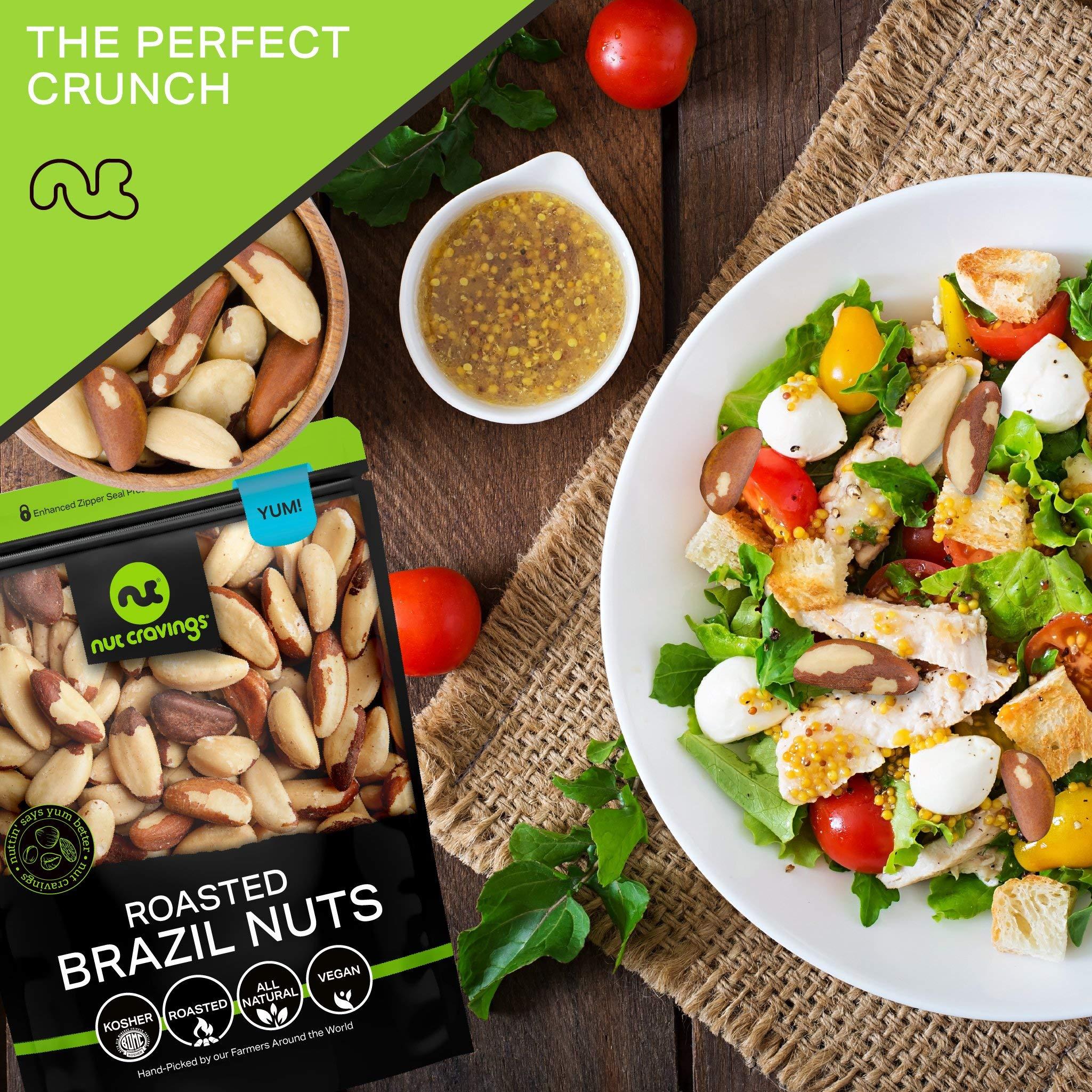 Nut Cravings NUT CRAVINGS - Brazil Nuts Roasted & Unsalted - No Shell, Whole (16oz - 1 LB) Bulk Nuts Packed Fresh in Resealable Bag - Healthy Protein Food Snack, All Natural, Keto Friendly, Vegan, Kosher