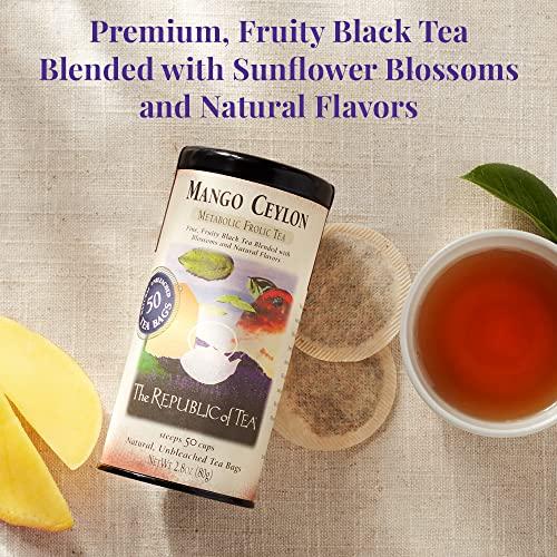 The Republic of Tea The Republic of Tea – Mango Ceylon Black Tea, Metabolic Frolic Tea, 50 Tea Bag Tin