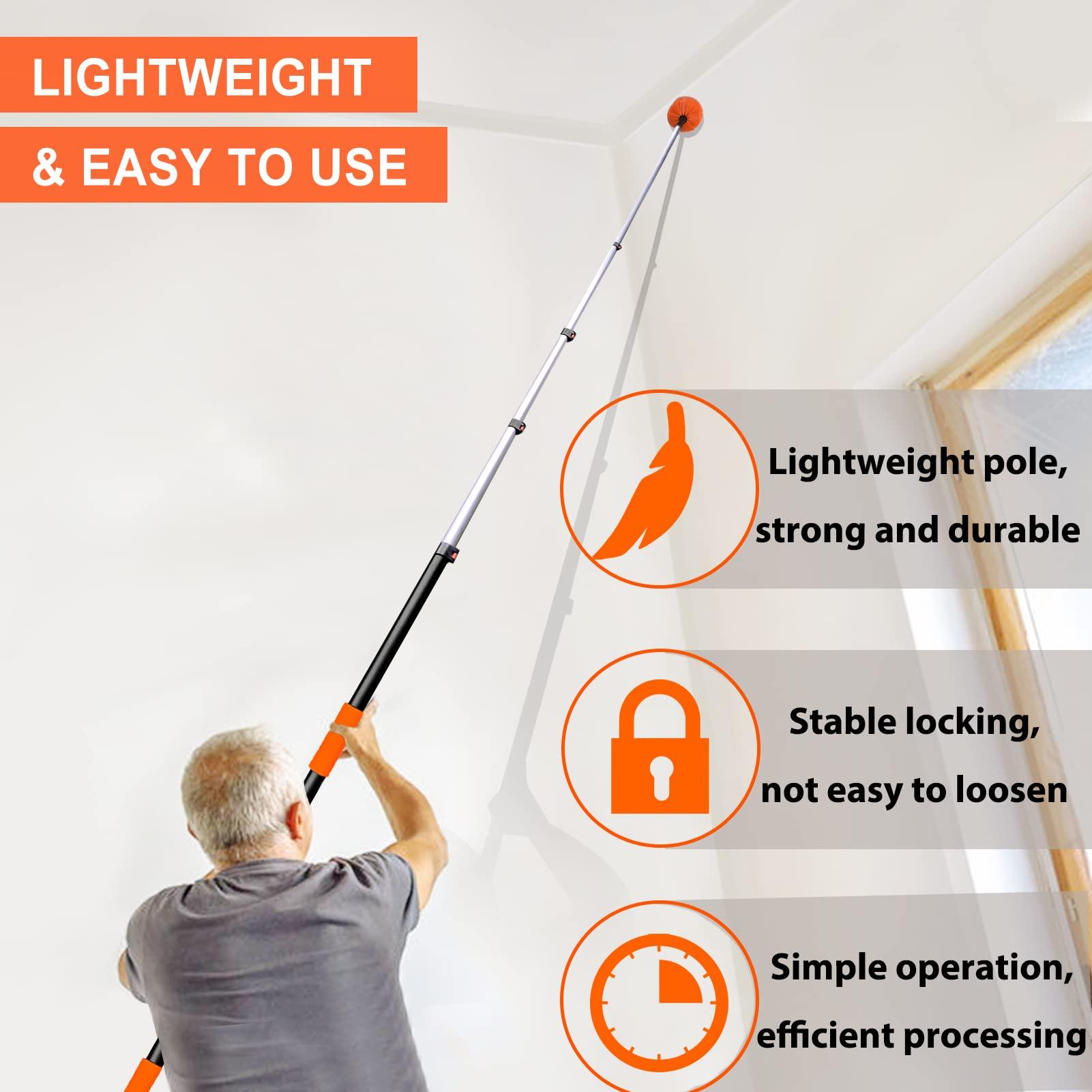 Buyplus Buyplus 26FT Reach Cobweb Duster, Outdoor Spider Web Cleaner Brush with Professional 5-20FT Extension Pole, Non-Shedding Fluffy Bristles, Suitable for Ceiling and Corner Dusters for Indoor and Outdoor