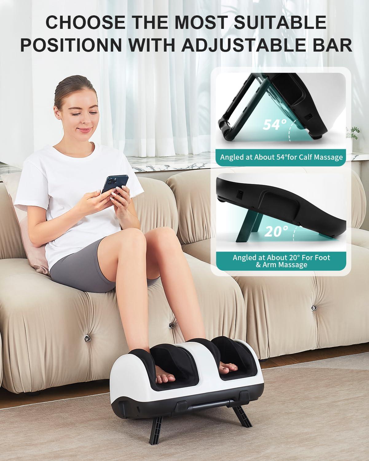 Nekteck Nekteck Foot Shiatsu Massager for Circulation and Pain Relief, Smart Electric Massage Machine with Heat, Deep Kneading, Vibration for Feet, Calf, Arm Muscle Relax White (APP Control)