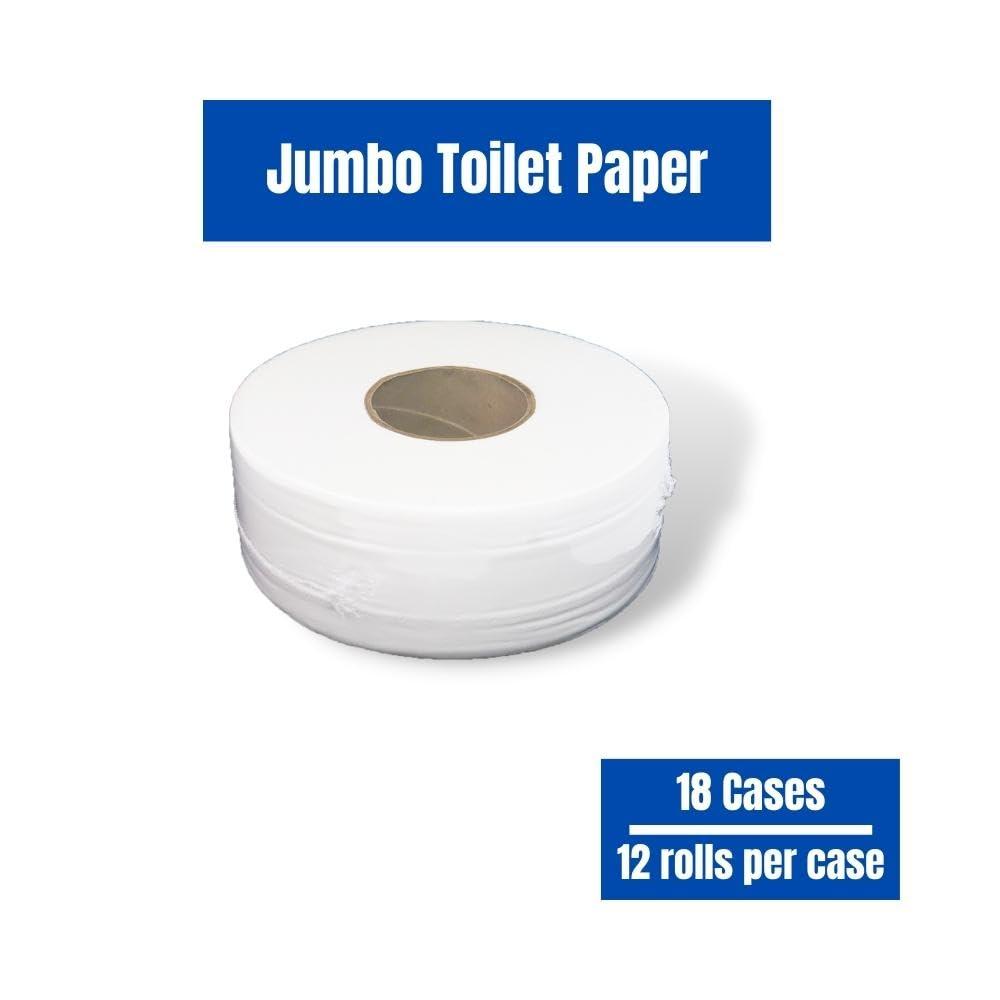 PackagingSuppliesByMail Jumbo Commercial Toilet Paper Rolls, Large Industrial Rolls Compatible with Universal Dispensers, 1000 Feet per Roll, 216 Rolls [Half Pallet]
