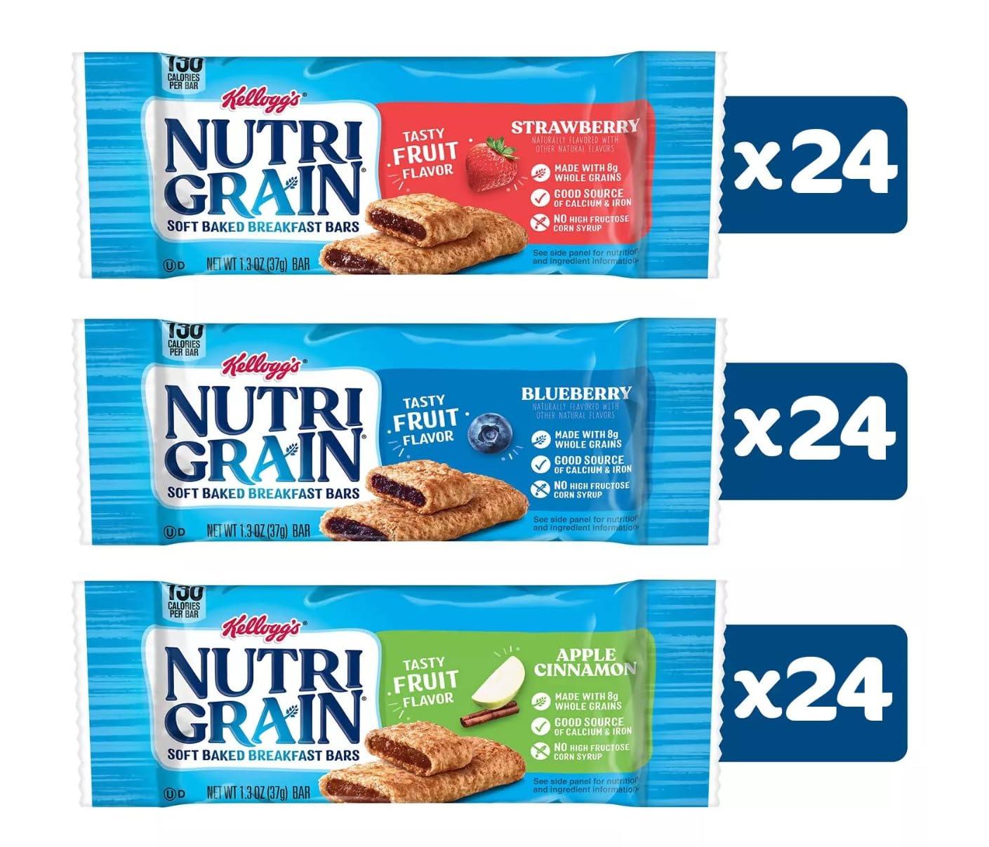 Pogala Soft Baked Breakfast Bars, Made with Whole Grains, Kids Snacks, Variety Pack (72 Bars)