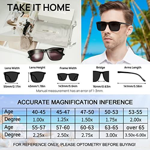 WEMOOTANTS WEMOOTANTS Men\'s Reading Sunglasses 3.0 Big Square Readers Glasses 100 125 150 175 200 225 250 275 300 350 400 Spring Hinges (Black 3.00)