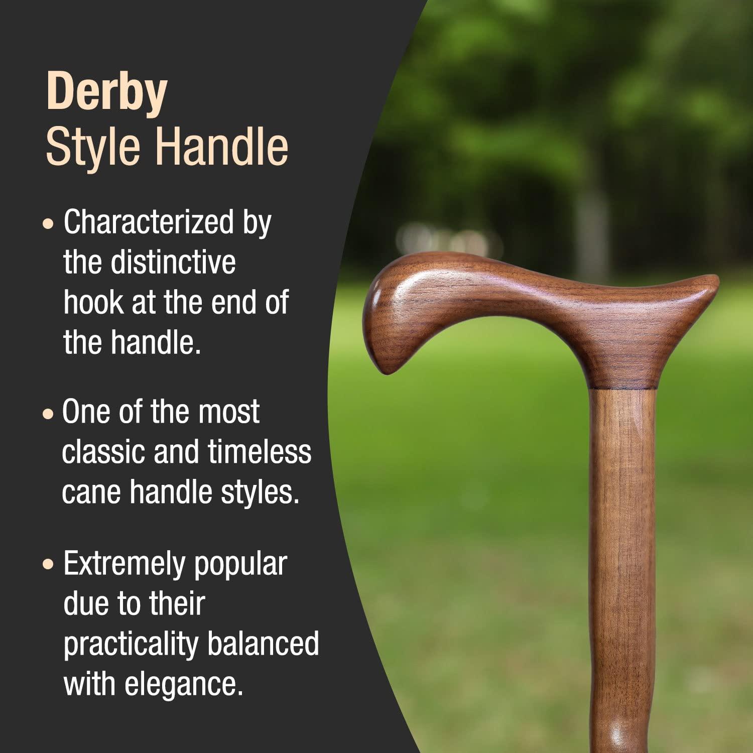 Brazos Brazos Handcrafted Wood Walking Cane, Twisted Walnut, Derby Style Handle, for Men & Women, Made in the USA, 34\"